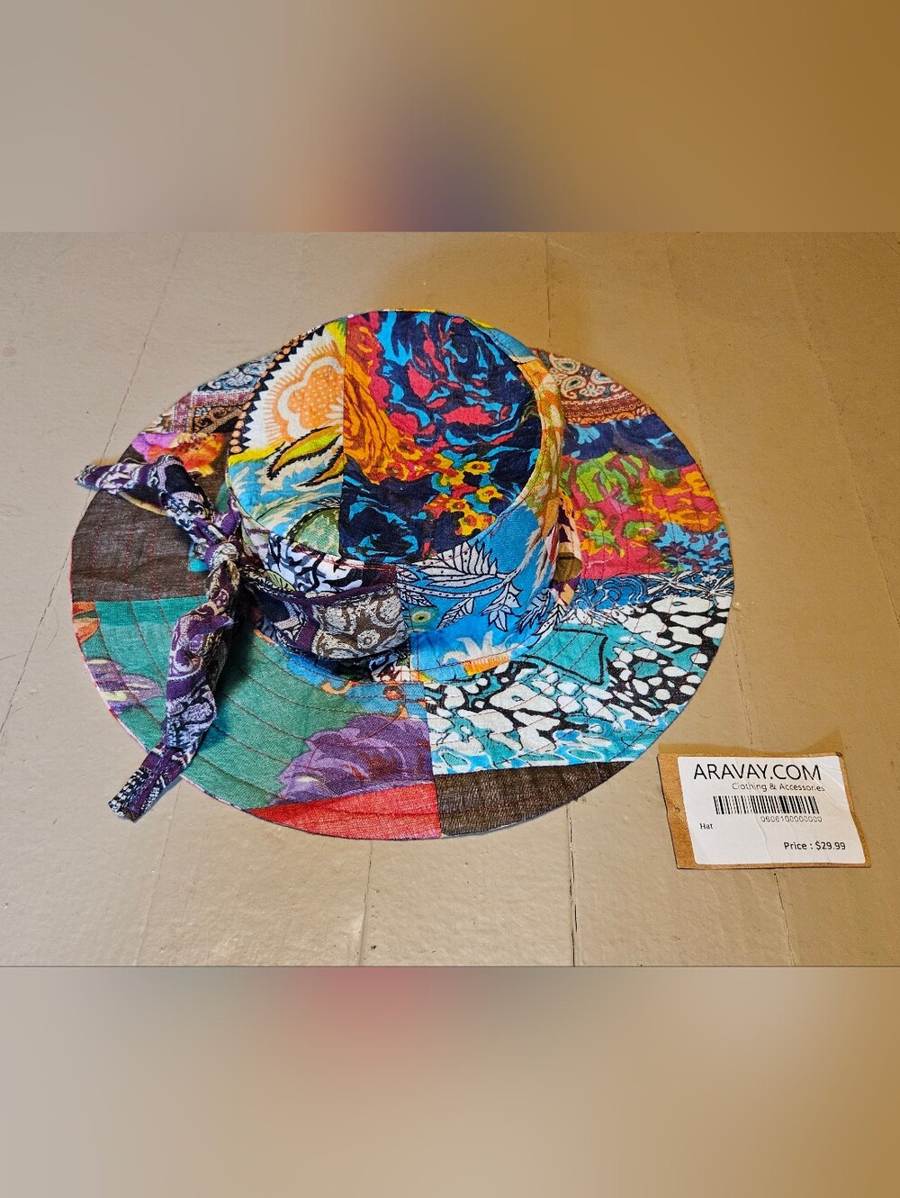 Bohemian Colorful Patchwork Wide-Brim Women’s Hat 100% Cotton